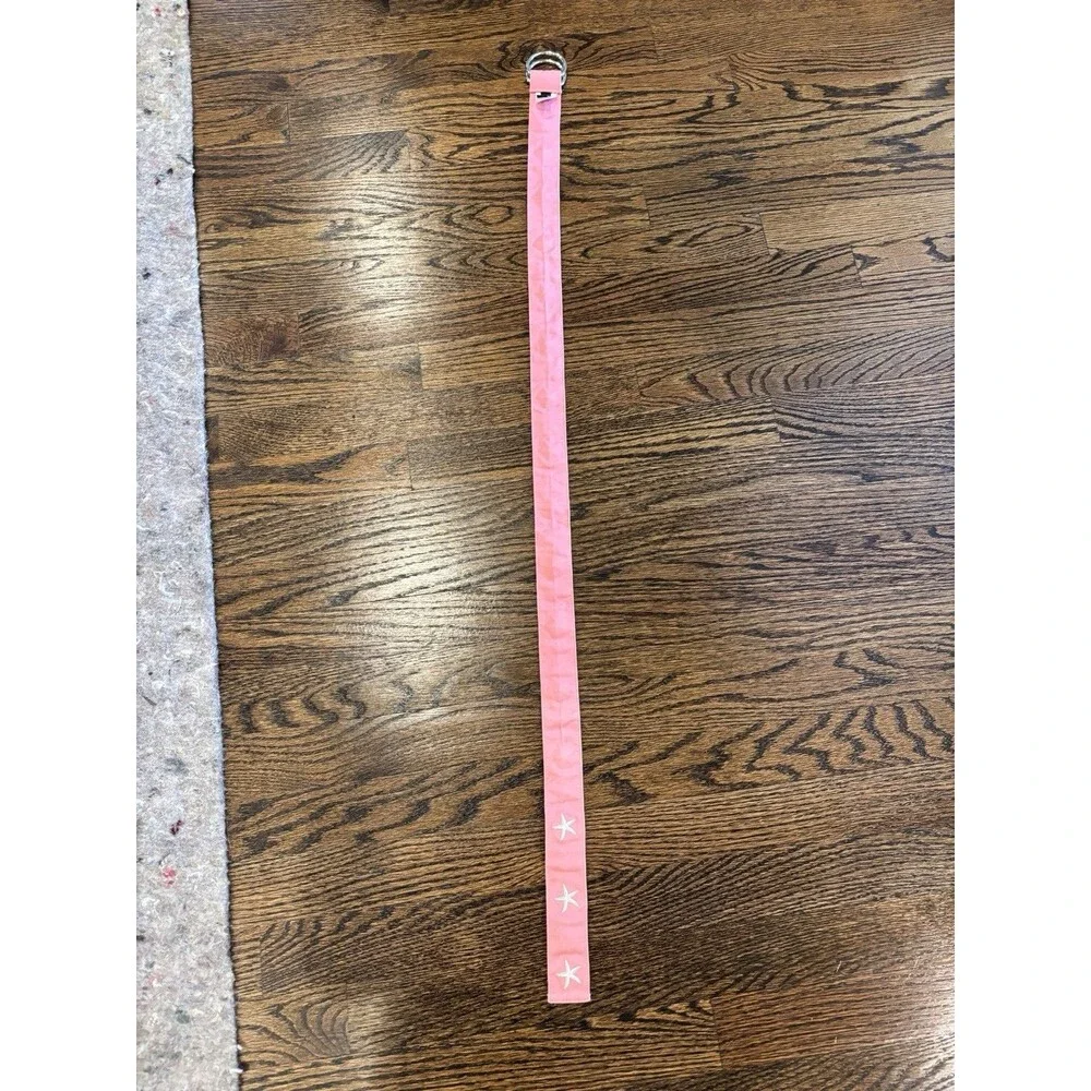 J.Crew Pink Starfish Embroidered D-Ring Canvas Belt S/M Coastal Beach Preppy 41” - Picture 4 of 9